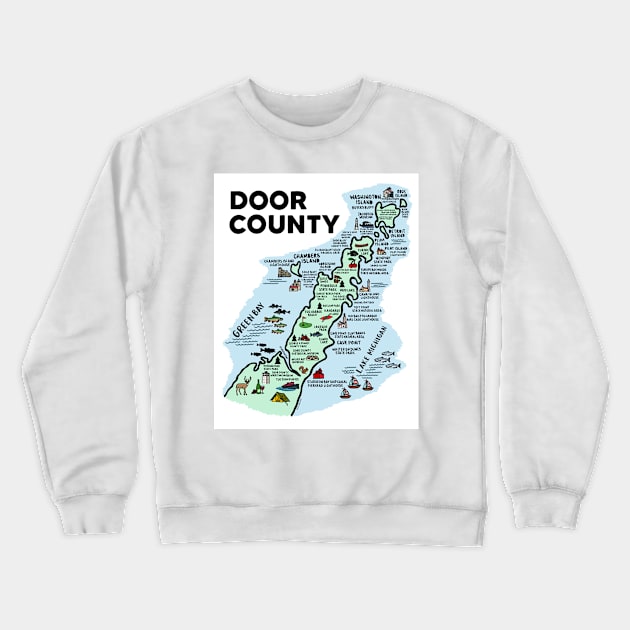 Door County Map Crewneck Sweatshirt by fiberandgloss